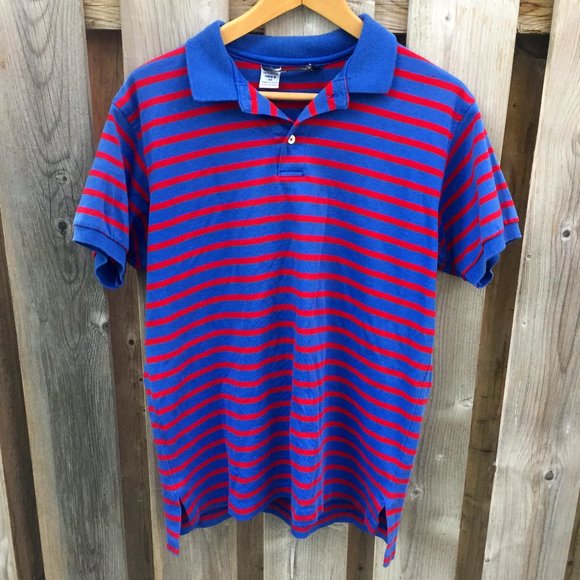 Land's End men's blue & red striped polo tee - size M - Picture 1 of 7